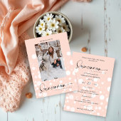 Peach Polka Dot Custom Photo Quinceañera 招待状