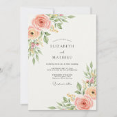Peach Pristine Spring Wedding 招待状 (正面)
