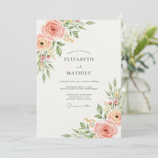 Peach Pristine Spring Wedding 招待状 (スタンド正面)