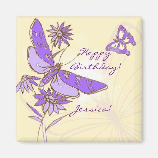 Peach Purple Butterfly マグネット (正面)