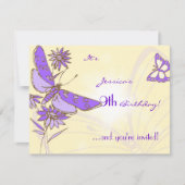Peach Purple Butterfly Invitation Card 出欠カード (正面)