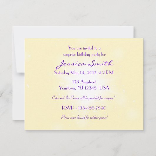 Peach Purple Butterfly Invitation Card 出欠カード (裏面)