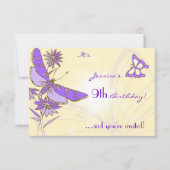 Peach Purple Butterfly Invitation Card 招待状 (正面)