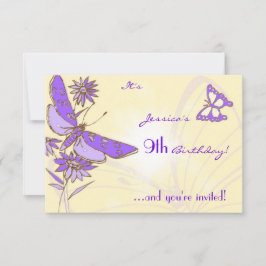 Peach Purple Butterfly Invitation Card 招待状