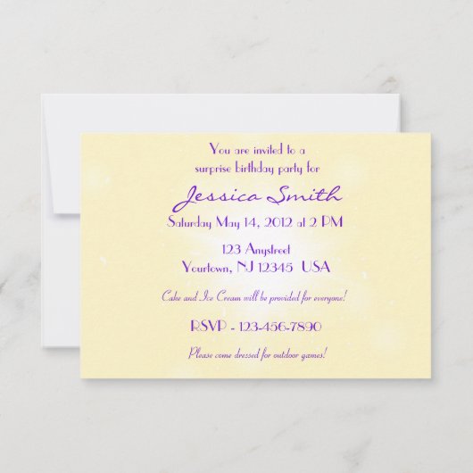 Peach Purple Butterfly Invitation Card 招待状 (裏面)