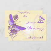 Peach Purple Butterfly Invitation Card 招待状 (正面/裏面)