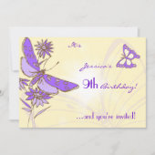 Peach Purple Butterfly Invitation Card 招待状 (正面)