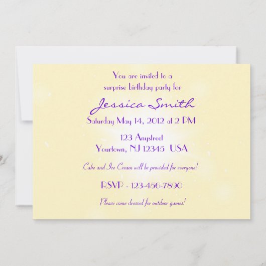 Peach Purple Butterfly Invitation Card 招待状 (裏面)