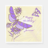 Peach Purple Butterfly Throw Pillow スタンダードランチョンナプキン (正面)