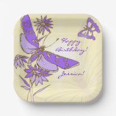 Peach Purple Butterfly Throw Pillow ペーパープレート (正面)
