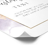 Peach Purple Floral Wedding Sign with Custom Text ポスター (角)