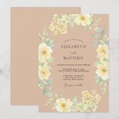 Peach Radiant Botanical Wedding 招待状 (正面/裏面)