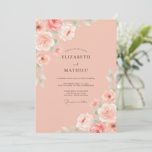 Peach Radiant Spring Wedding 招待状 (スタンド正面)
