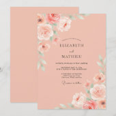 Peach Radiant Spring Wedding 招待状 (正面/裏面)