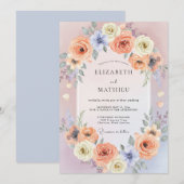 Peach Radiant Summer Wedding 招待状 (正面/裏面)