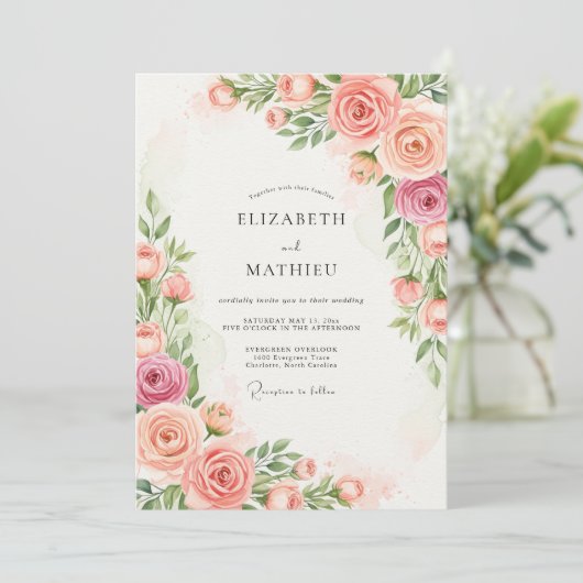 Peach Resplendent Spring Wedding 招待状 (スタンド正面)