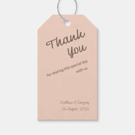Peach Retro Handwritten Thank You Tag Wedding ギフトタグ