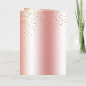 Peach Rose Birch Trees Gold Glitter Christmas カード (裏面)