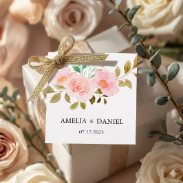 Peach Rose Floral Wedding Favor Tag フェイバータグ