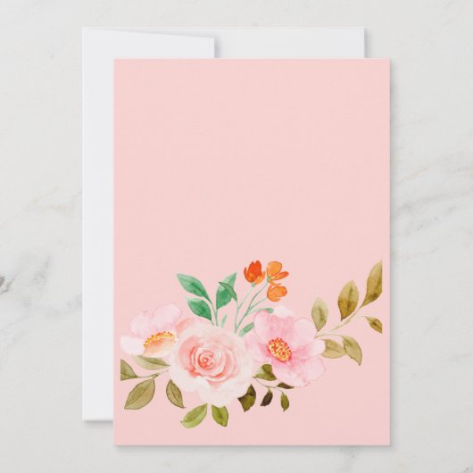 Peach Rose Floral Wedding Invitation 招待状 (裏面)