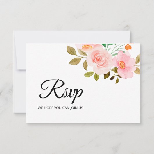 Peach Rose Floral Wedding RSVP Card (裏面)