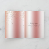 Peach Rose Ombre Gold Bokeh Glitter Christmas カード (内部)