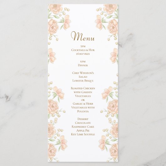 Peach Rose Wedding Menus メニュー (正面)