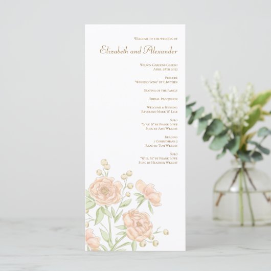 Peach Rose Wedding Programs メニュー (スタンド正面)