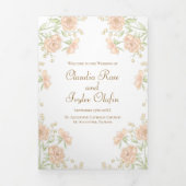 Peach Rose Wedding Programs 三つ折りプログラム (カバー)