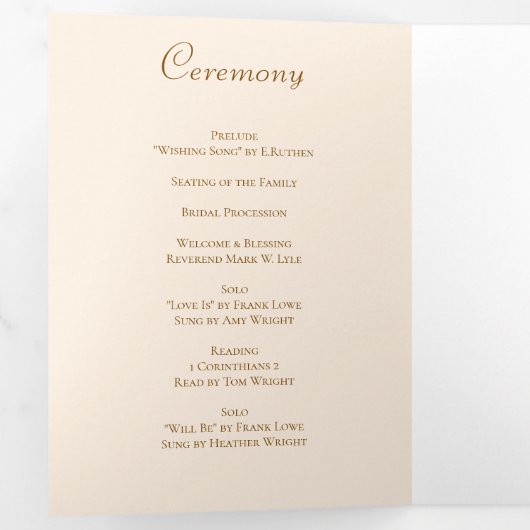 Peach Rose Wedding Programs 三つ折りプログラム (内部最初)