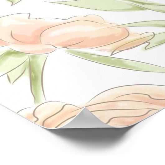 Peach Rose Wedding Seating Chart ポスター (角)