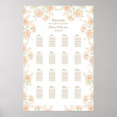 Peach Rose Wedding Seating Chart ポスター (正面)