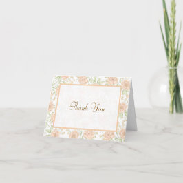 Peach Rose Wedding Thank You Cards 招待状