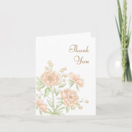 Peach Rose Wedding Thank You Cards 招待状
