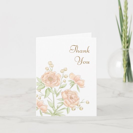 Peach Rose Wedding Thank You Cards 招待状 (正面)