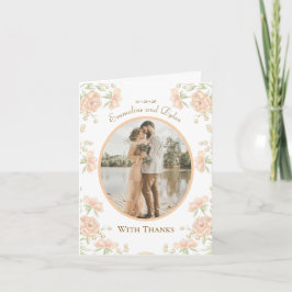 Peach Rose Wedding Thank You Cards Photo 招待状