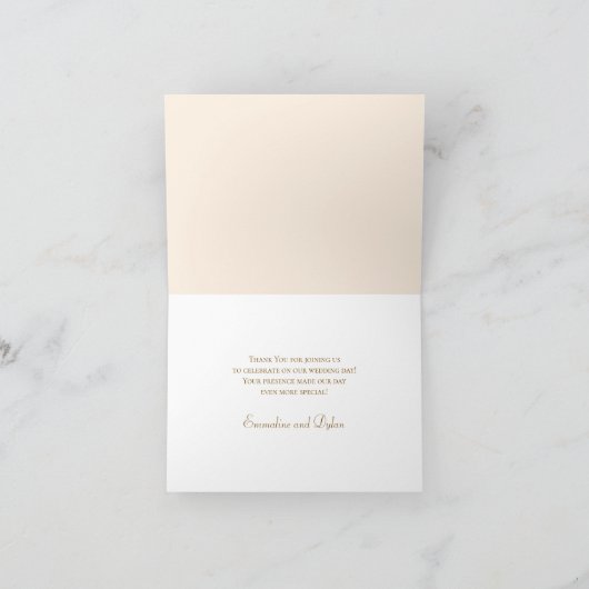 Peach Rose Wedding Thank You Note Card 招待状 (内部)