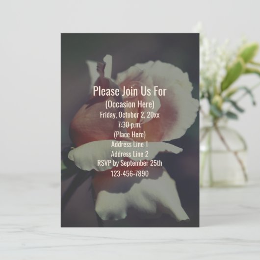 Peach Rosebud Floral Invitation 招待状 (スタンド正面)