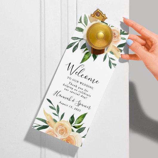 Peach Roses | 結婚式のウェルカムサインとドアサイン ドアノブサイン