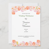 Peach roses botanical classy wedding invitation 招待状 (正面)