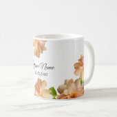 Peach Roses Floral Silver Glitter Wedding Party コーヒーマグカップ (正面右)