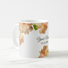 Peach Roses Floral Silver Glitter Wedding Party コーヒーマグカップ