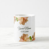 Peach Roses Floral Silver Glitter Wedding Party コーヒーマグカップ (中央)