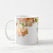 Peach Roses Floral Silver Glitter Wedding Party コーヒーマグカップ (左)