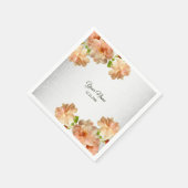 Peach Roses Floral Silver Glitter Wedding Party スタンダードカクテルナプキン (角)
