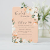 Peach Roses Floral Watercolor Bridal Shower 招待状 (スタンド正面)