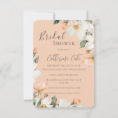 Peach Roses Floral Watercolor Bridal Shower 招待状 (正面)
