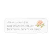Peach Roses Garden Wedding Return Address Labels ラベル (正面)
