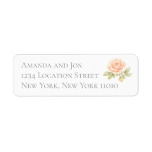 Peach Roses Garden Wedding Return Address Labels