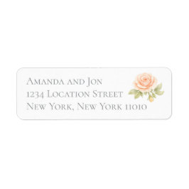 Peach Roses Garden Wedding Return Address Labels ラベル